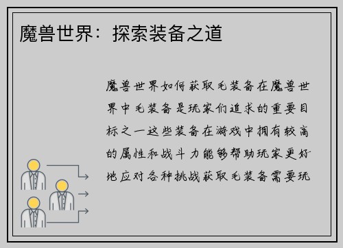 魔兽世界：探索装备之道