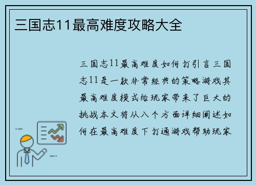 三国志11最高难度攻略大全
