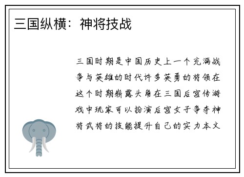 三国纵横：神将技战